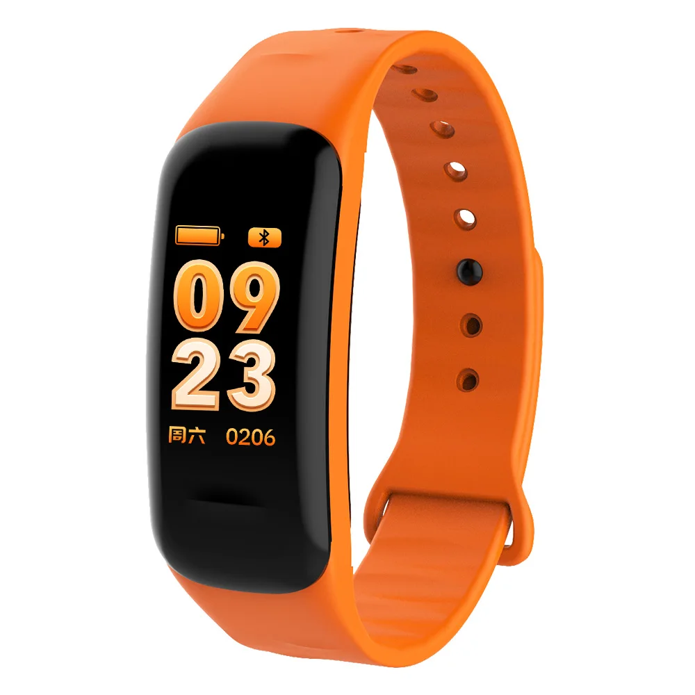 Цветной экран C1S умный Браслет Водонепроницаемый Монитор Сердечного Ритма здоровье фитнес-трекер Bluetooth Смарт-часы для спорта PK MI Band4 - Цвет: Оранжевый