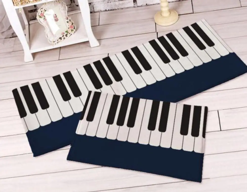 

Soft black white Piano rug non slip bedside/kitchen/floating window mat long