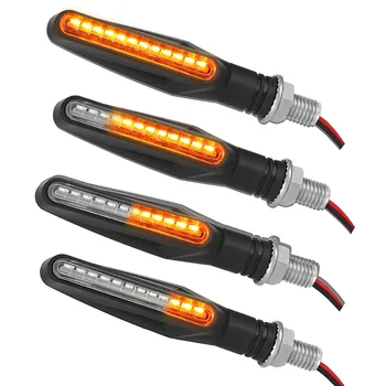 

Newest 4x Universal Flowing Water Flicker Led Motorcycle Turn Signal Indicators Blinkers Flexible Bendable Amber Light Lamp