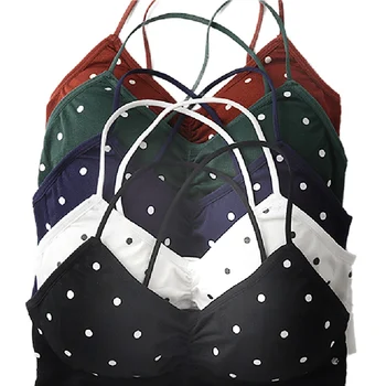 

Women Polka Dot Bras Tube Tops Cotton Wrapped Chest Cross Beauty Back Girls Bra Lingeries Y4