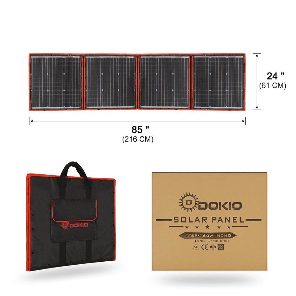 Dokio 18V 150W Панели солнечные монокристаллические зарядки 12В Портативный офсетной