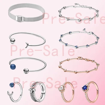 

Fahmi 2020 Winter Pre-Sale 925 Silver Rose Sparkling Pave Bars Bracelet Moon Stars Blue Planet Globe Open Bangle Blue Earth Ring