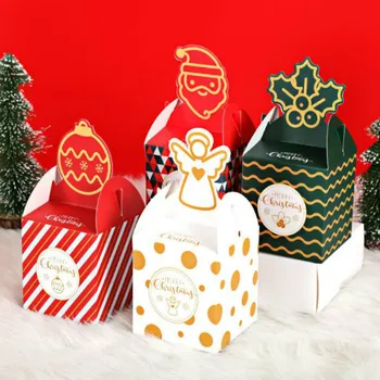 

30pcs/lot Christmas Gift Box DIY Party Handmade Package Cardboard Material Stripe Pattern 20082602