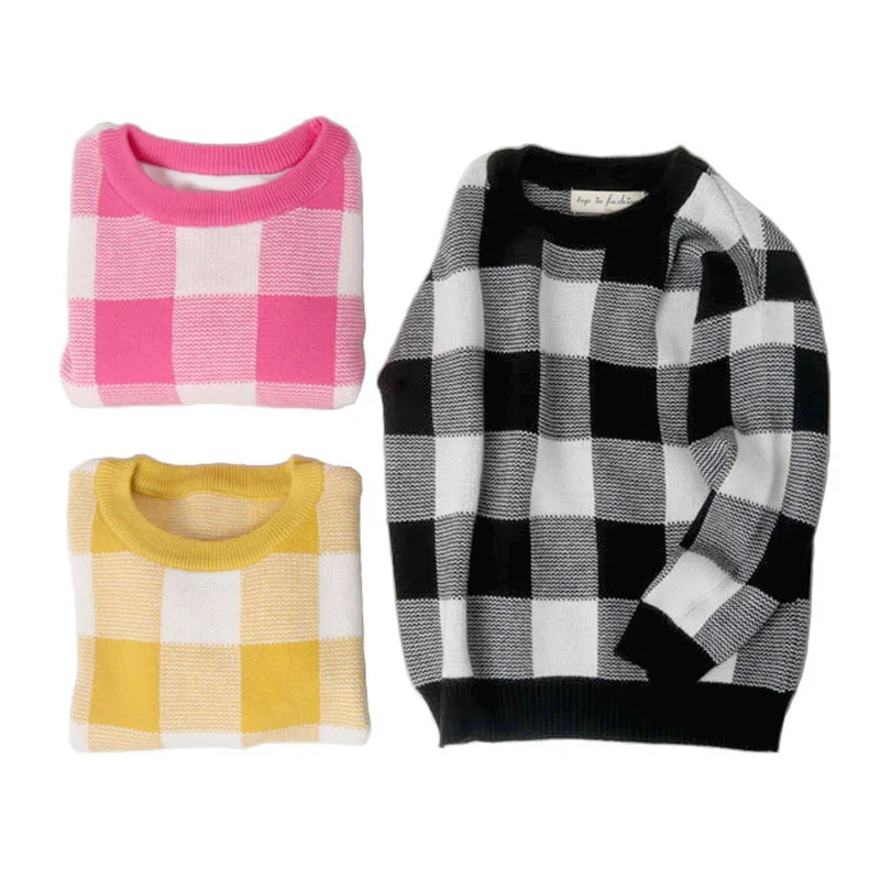 Children Grid Baby Grid Boys Sweater Autumn Winter Girls Kids Sweater Children Casual Boys Clothing 1-6 Year