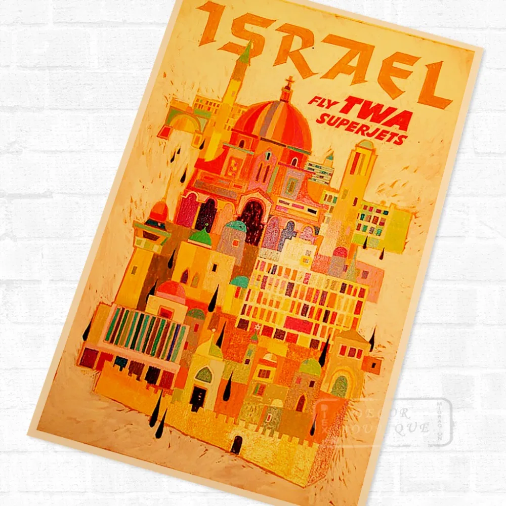 Israel Super Jets Pop Art Travel Poster Classic Retro Vintage Kraft Canvas DIY Wall Sticker Home Bar Posters Decoration Gift | Дом и сад