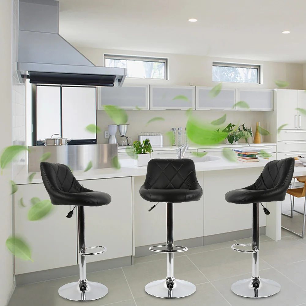  Bar Stools 2pcs Swivel Bar Chairs Lift Adjustable Height Bar Stools Synthetic Leather Rotated 360 c