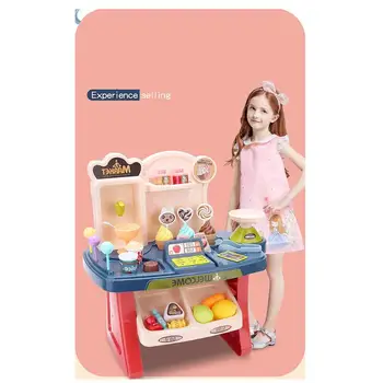 

1 Set Mini multifunctional supermarket table Neutral Plastic With light and sound Children play house simulation boy and girl to