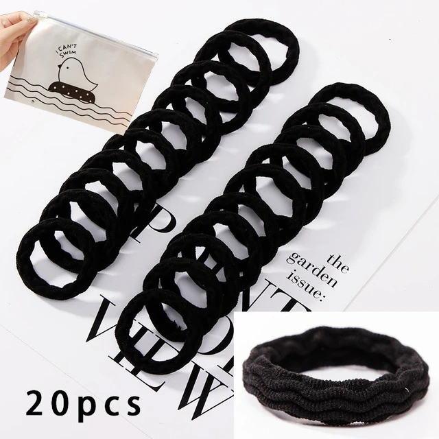 20pcs black 3 10pcs/Set New Women Basic Crude Elastic Hair Bands Ponytail Holder Scrunchie Headband Rubber Bands Fashion Hair Accessories - Цвет: 20pcs black 3
