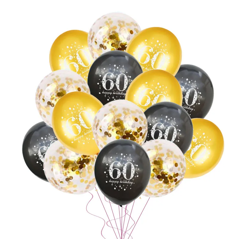 15pcs balloon WEIGAO 15 шт. шары с золотыми конфетти 30 40 50 60 лет День рождения украшения для взрослых воздушный шар с гелием 30th 40th 50th Вечерние - Цвет: 15pcs balloon