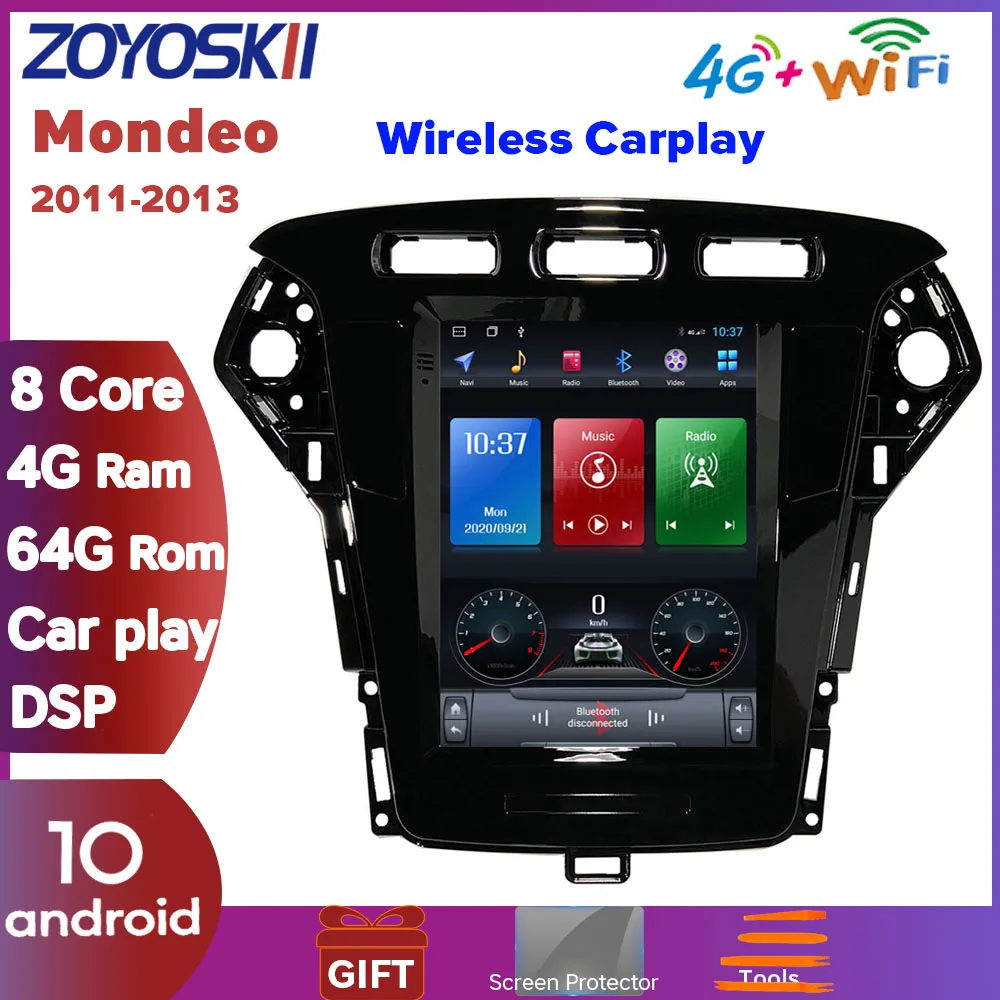 US $145.50 Android 10 Inch Vertical Screen Tesla Style Car Gps Multimedia Radio Bluetooth Navigation Player For Ford Mondeo 2011 2012 2013