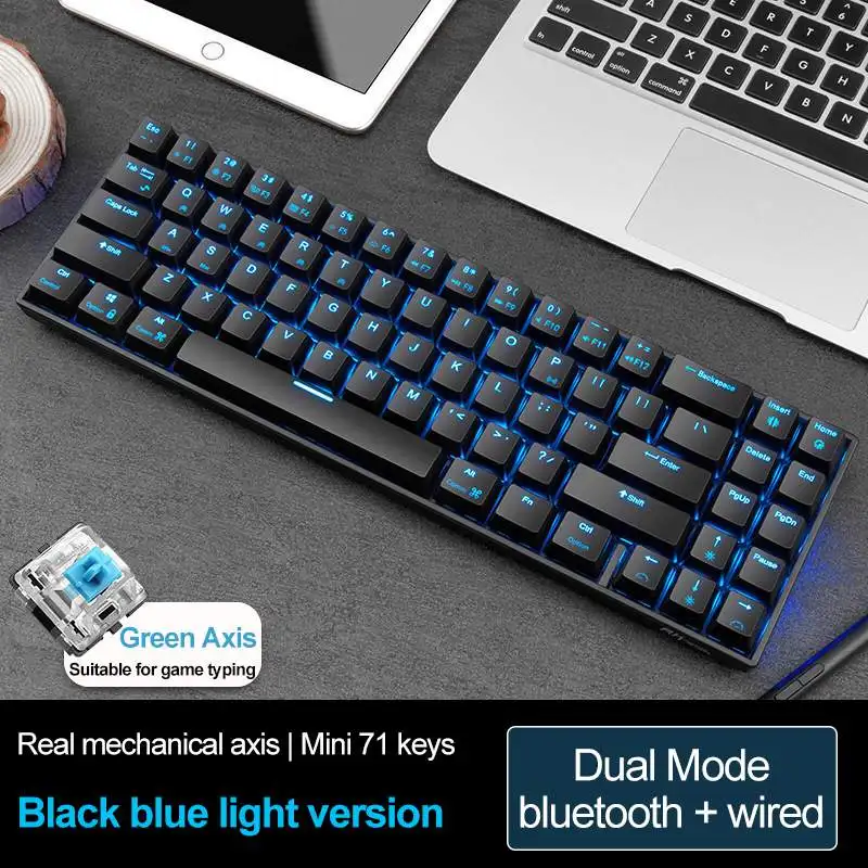 RK71 Mechanical Gaming Keyboard Royal Kludge Keyboard 71 Keys Small Bluetooth 3.0 Wireless USB Dual Mode RGB Backlight