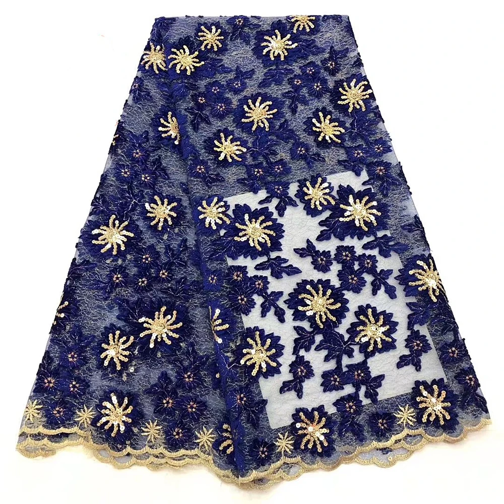 

Latest African Tulle lace fabric with Embroidery Nigerian sequin 2019 high quality laces 5 Yards/pcs lace For Dress decoration