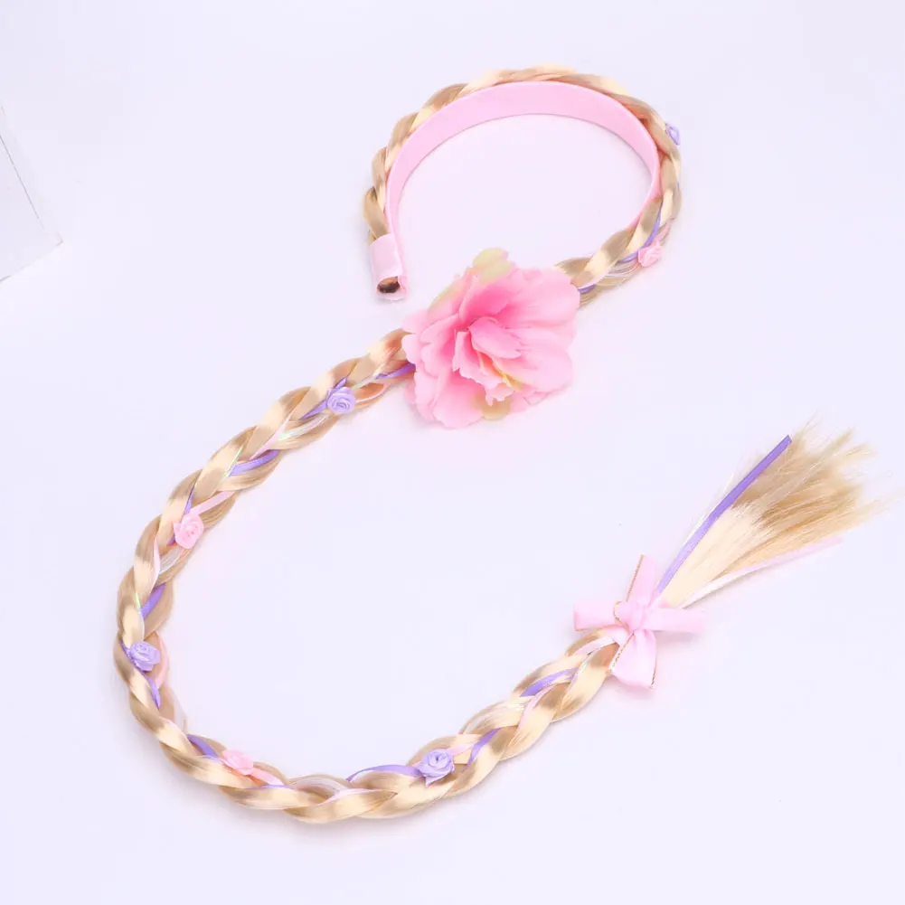 2022 New Hot Fashion UK Blonde Cosplay Weaving Braid Tangled Rapunzel Princess Headband Hair Girl Wig Headwear baby stroller mosquito net