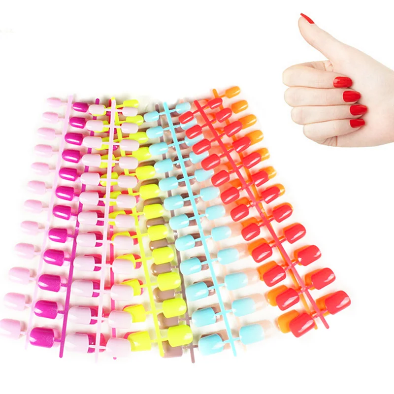 24pcs Short False Nails 31 Color ABS Artificial Finger Tips Press On Short Round  Nail Art Decorations Made up Fake Nails