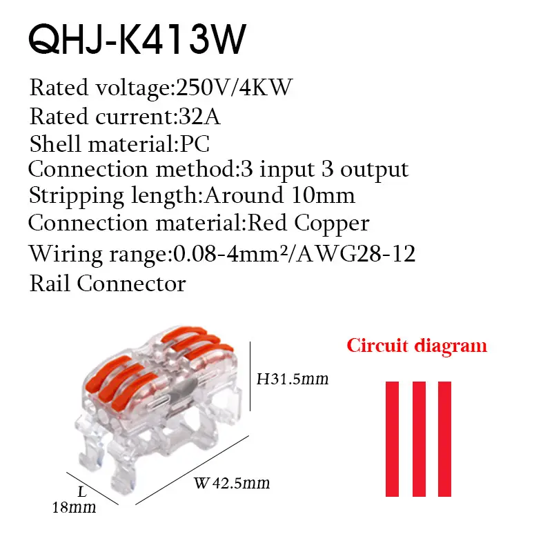 Wire Electrical Connectors Din Rail Type Fast Universal Compact Conductor Wiring Cable Connector LED Push-in Butt Terminal Block - Image 17