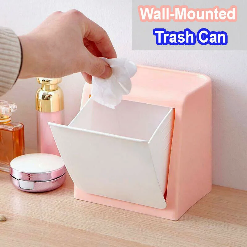 

Wall Mounted Mini Trash Cans Kitchen Bathroom Glass Stickers Trash Can Hogard