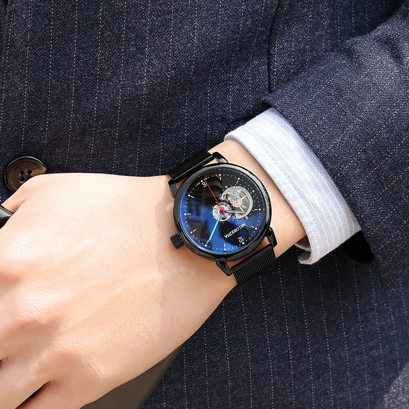 

ORKINA Men's Mechanical Watch Fashion Transparent Gear Movement Display Luminous Hands SkeletonDesign drop shopping