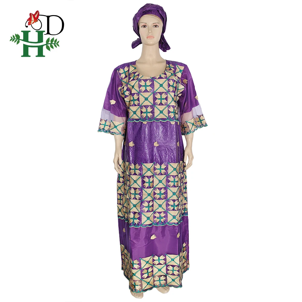 H&D африканские платья для женщин Базен длинная рубашка Дашики платье вышивка кружева элегантное платье нигерийские головные уборы roupa africana