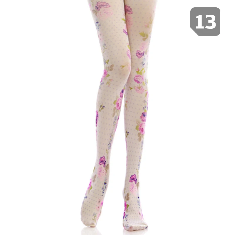 Description Picture 4 of item140D Cute Flower Printing Stockings Lolita Velvet Tights Japanese Harajuku Lolita Pantyhose Bottoming Anime Tattoo Pantyhose