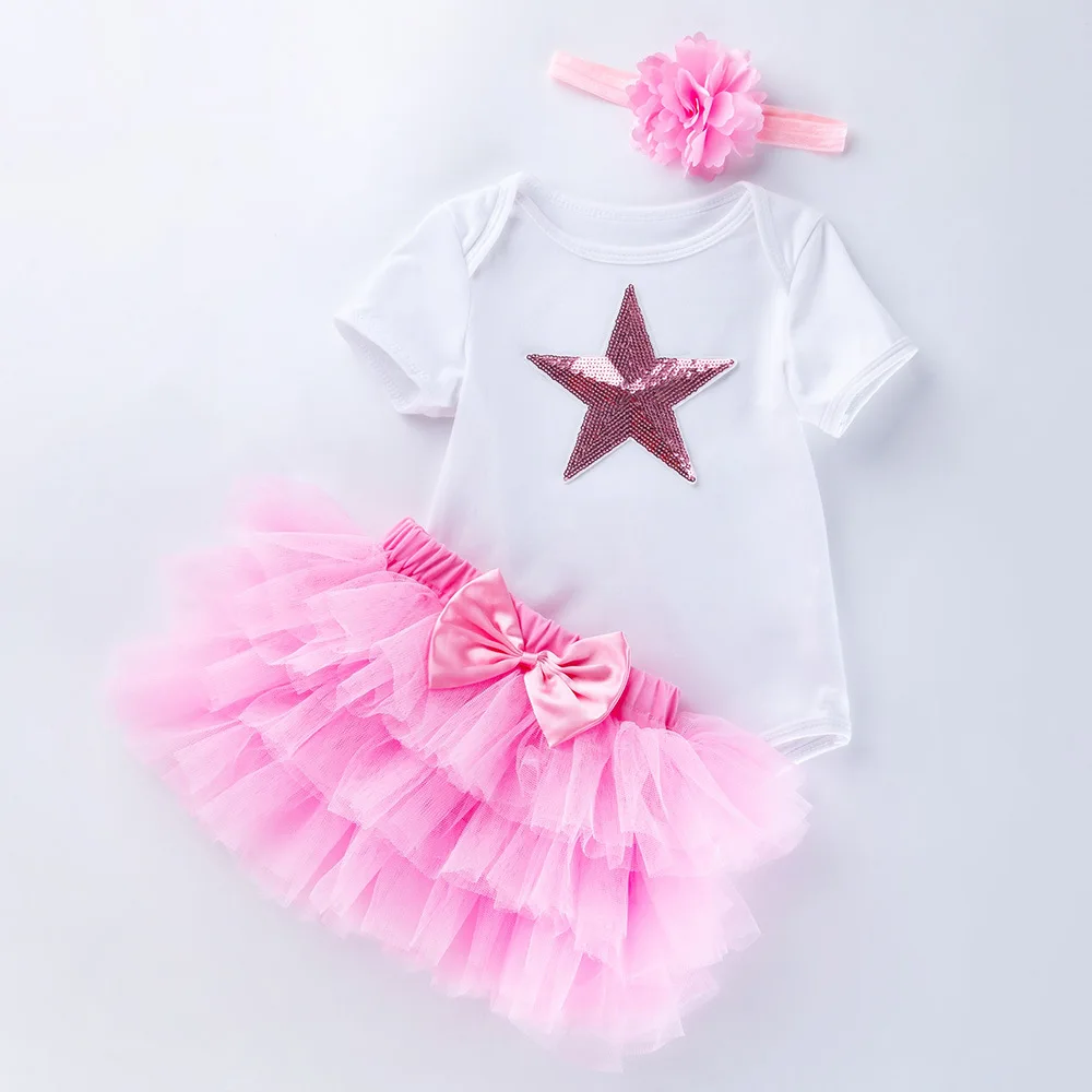 New Girls Baby Clothing Set Roupas Infantil Menina Star Appliques Baby
