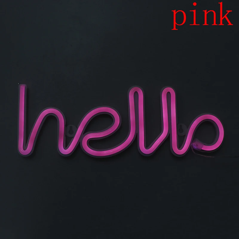 Ночник неоновый Алфавит Hello неоновые огни для дня рождения Свадебная вечеринка спальня настенный Декор ночник - Испускаемый цвет: Розовый