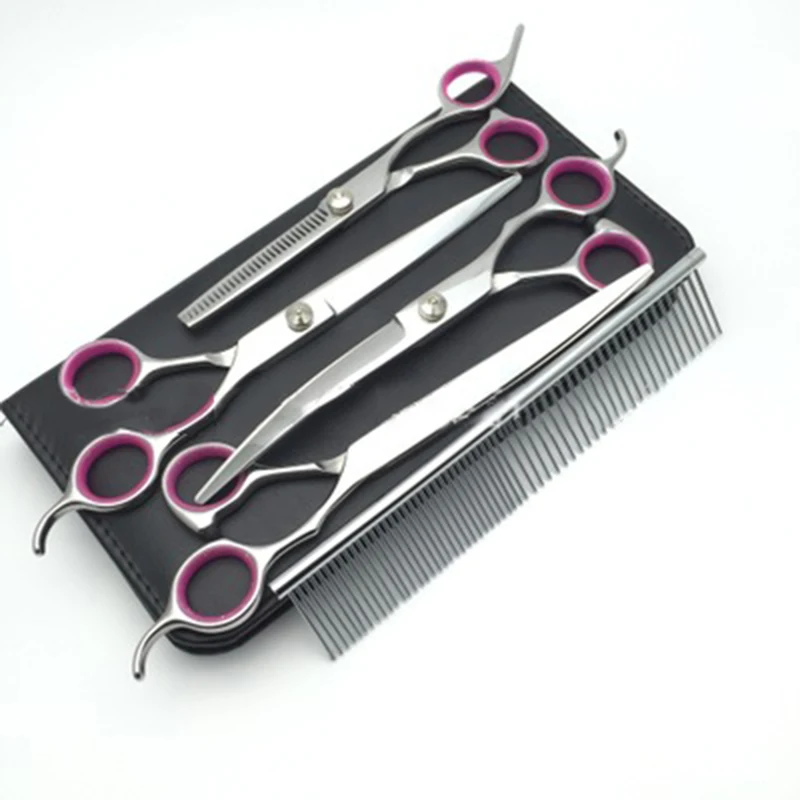 

7.5-Inch Pet Hairdressing Scissors Set Flat Cutting Teeth Cut Bending Multi-Purpose Pet Hairdressing Tools Five-Piece Six-Piece