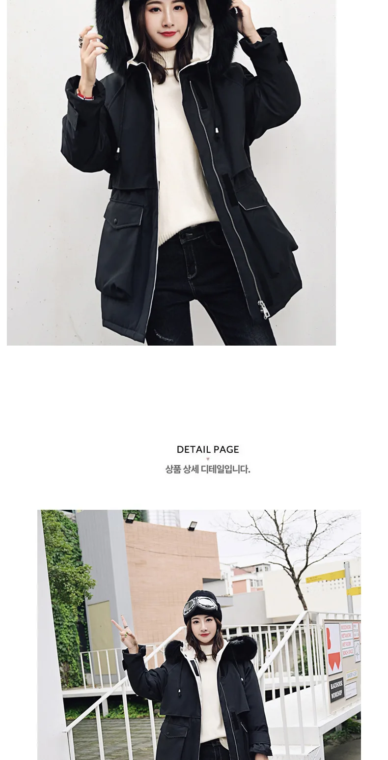 new style Korean-style down Jacket Women's Loose-Fit Thick Mid-length Jacket