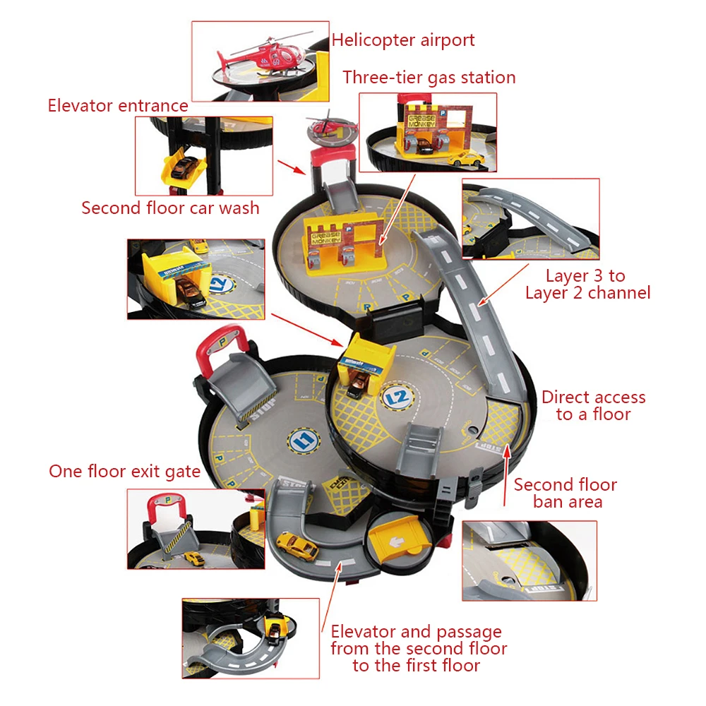 Детский инженерный автомобиль шина трек в сборе игрушка гараж игровой набор детский город парковка игрушечный гараж автомобиль авто 2/3 этажный игровой набор