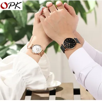 

OPK Luxury Fashion Women Men Quartz Watch Business Mesh Belt Waterproof Watches Relogio Masculino Stainless Stee Reloj Hombres