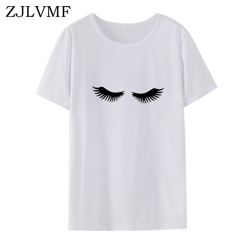 Zjlvmf Lashes женская футболка Повседневная модная хипстерская хлопковая забавная с