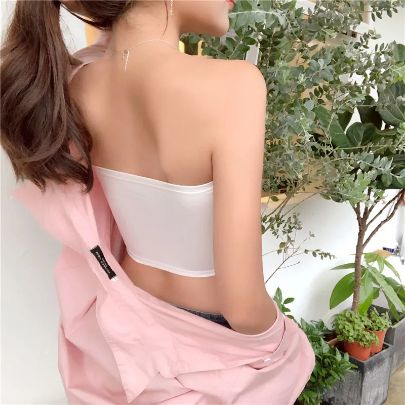 [Ship in 24 Hours] Women Crop Top Black White Summer Tube Top Short Tank Tops Ladies Corset Top Polyester & Cotton camisole women's