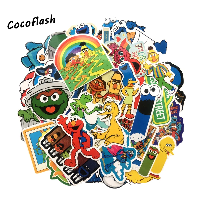 10/50pcs/lot Sesame Street Suitcase Waterproof Cartoon Sticker Cool Laptop Luggage Fridge Phone Graffiti Notebook Toy Stickers