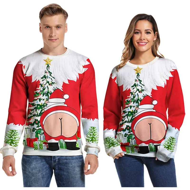 Унисекс Уродливый Рождественский свитер 3D Забавный дизайн пуловер Свитера Джемперы топы для рождества мужские и женские вечерние толстовки с капюшоном