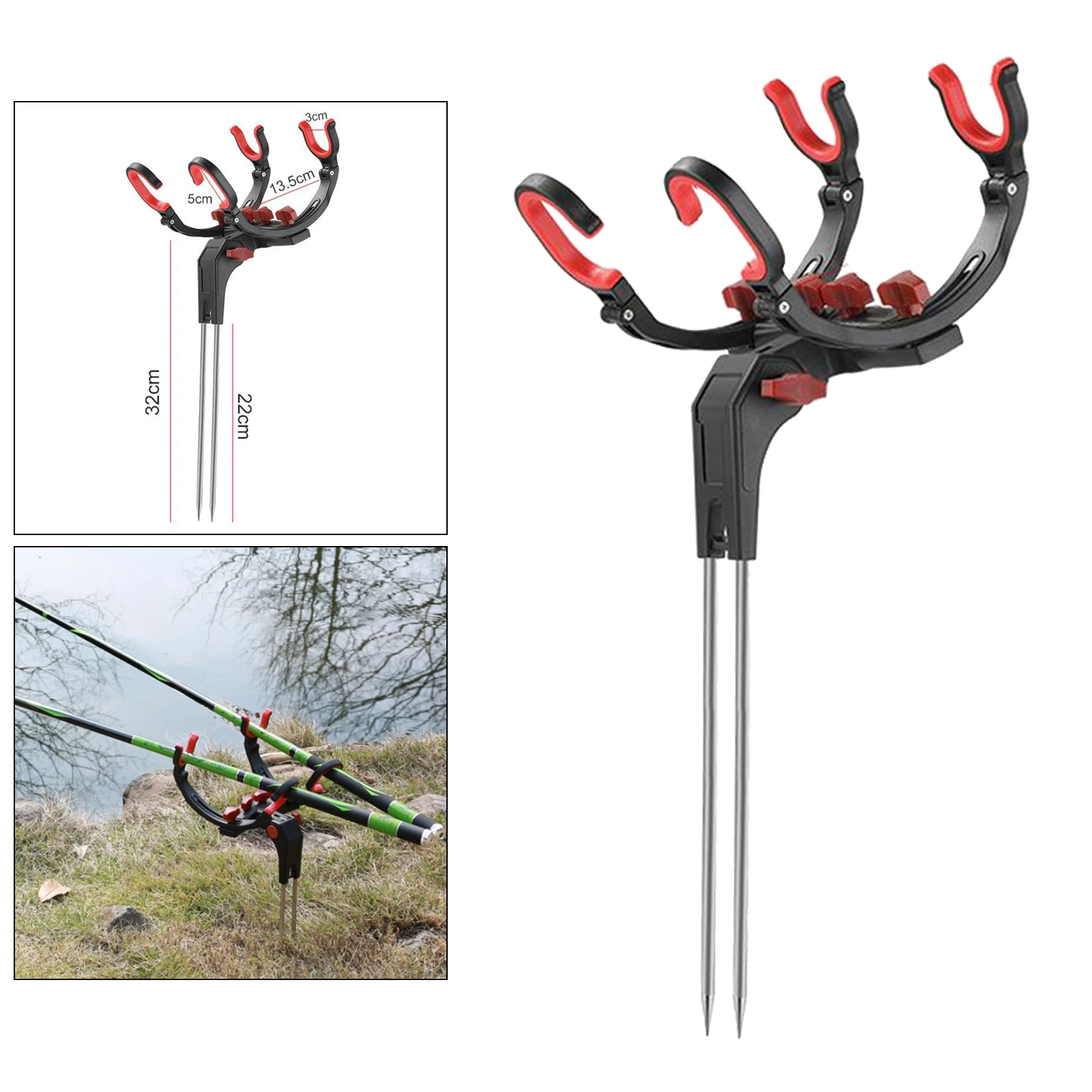 Adjustable Aluminum Fishing Spinning Rod Pole Holder Ground Insert Support Stand Fishing Rod Holder Rack