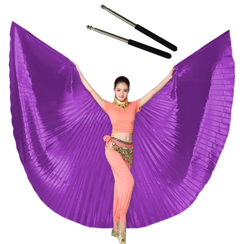 Танец живота Isis Крылья со свободными телескопическими палочками аксессуары для взрослых женщин Болливуд Восточный Египет египетские крылья индийский костюм - Цвет: Purple