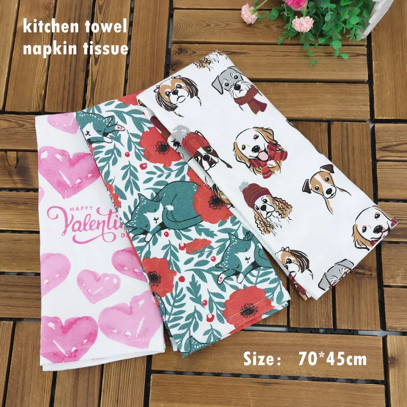 

70x45cm Large Size Tea Towel Pure Cotton Napkin Towel Thick Tissue Water Absorbent Towel for Kitchen