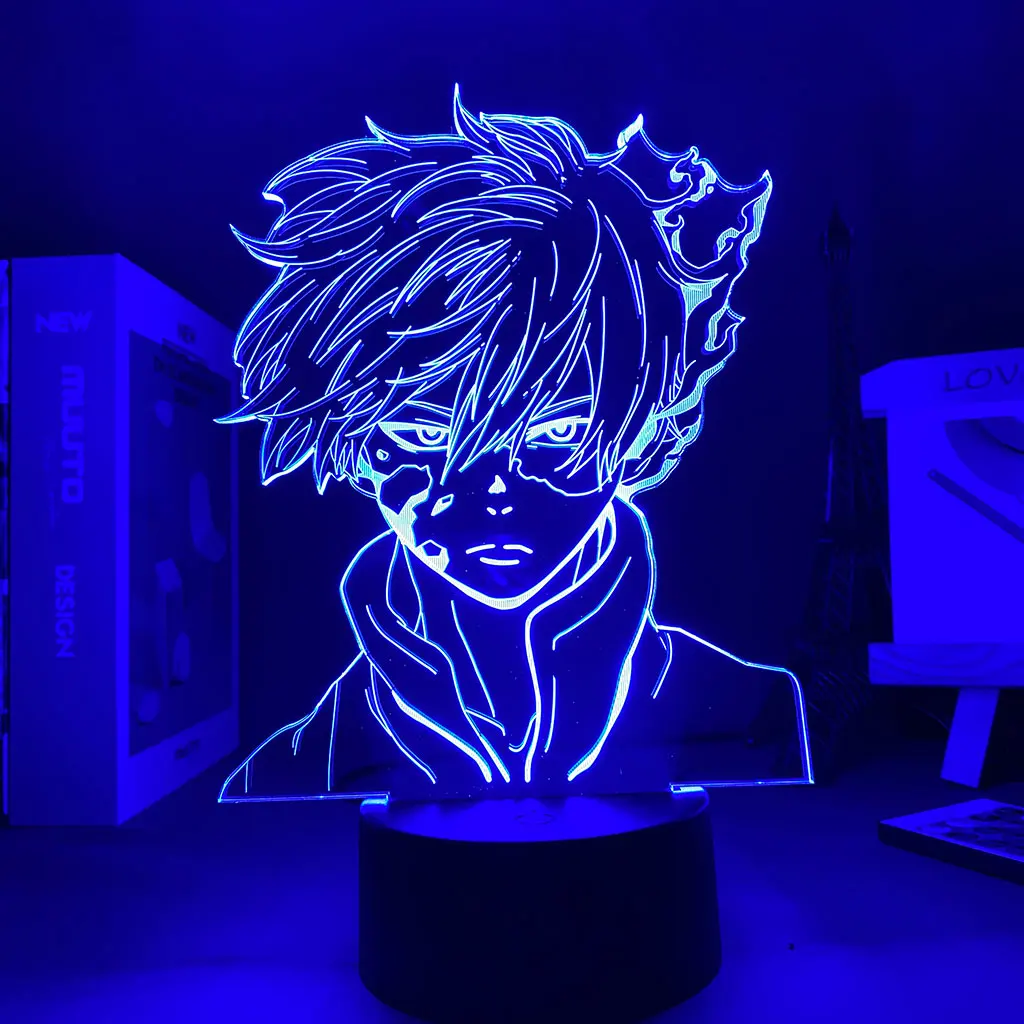 Anime 3d led night light criança meu herói academia sunset lâmpada