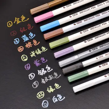 

10Pcs 6551BR Metal Markers Paint Pens for Painting Mark DIY Marker Pen Art Marker for Stationery