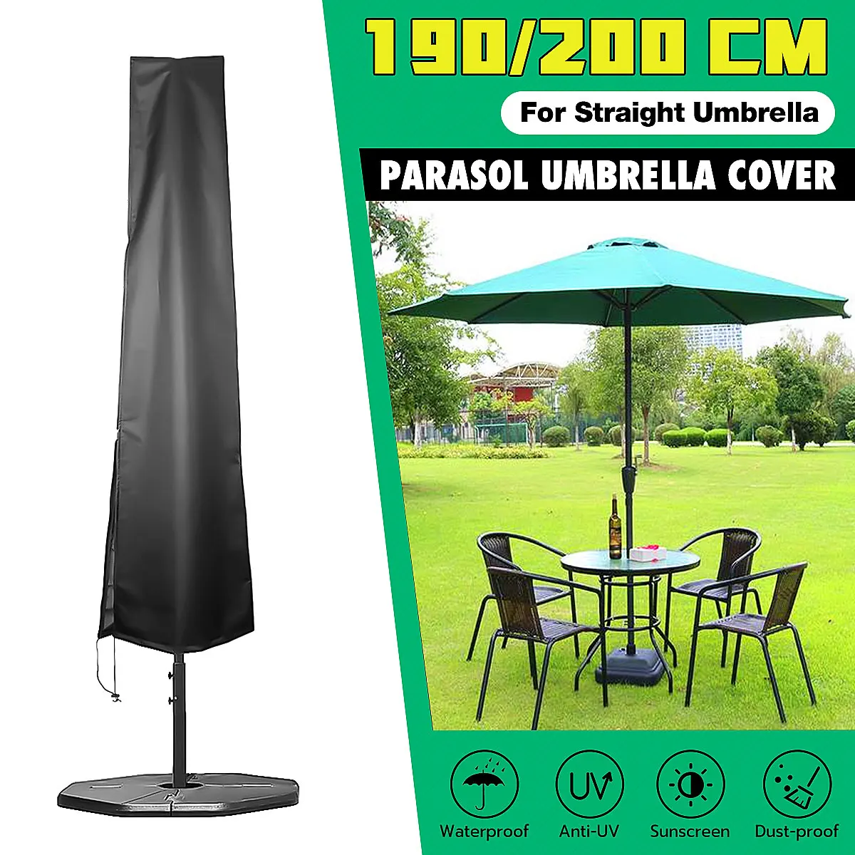 205/265CM/280CM 3M Garden Waterproof Banana Cantilever Umbrella Parasol Covers 