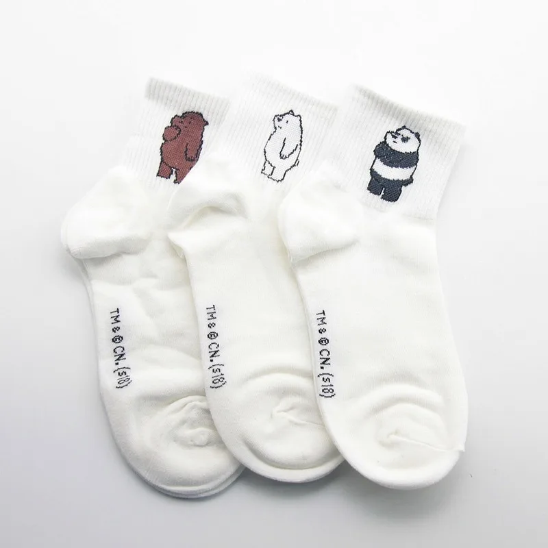 Женские Носки с рисунком из мультфильма «Мы Голые Медведи», «гризли панда», «Ледяной Медведь», теплые хлопковые забавные носки Kawaii Art Happy, уличная одежда, Skarpetki