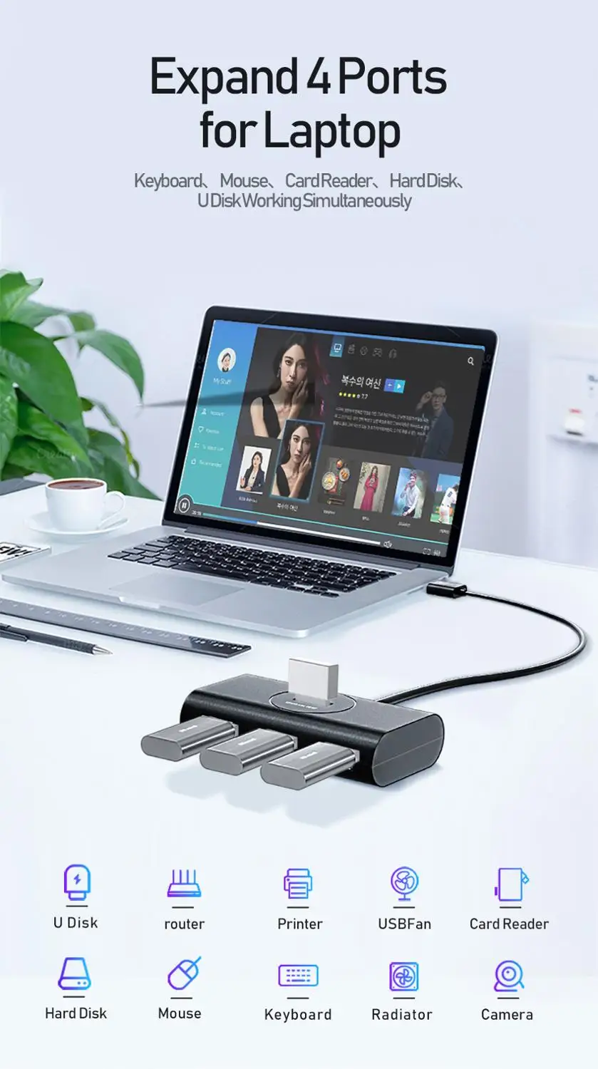 Unnlink usb-хаб 4 порта USB 3,0 высокоскоростной разветвитель 5 Гбит/с USB удлинитель 0,25 м 0,5 м 1 м 1,5 м 2 м для настольных компьютеров и ноутбуков