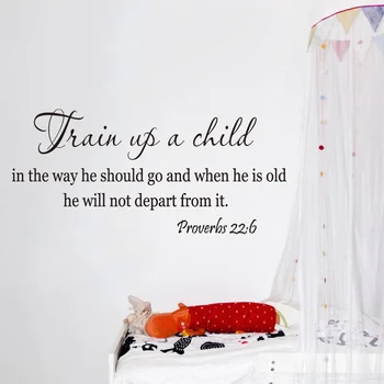 

1PC Removable Vinyl DIY Peel and Stick Christian Bible Verse Non-toxic Train Up A Child Wall Decals Wallpaper Wall Stickers