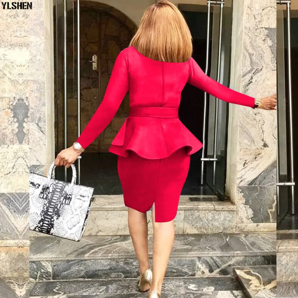 African Dresses for Women Dashiki 2019 New African Clothes Bazin Riche Sexy Slim Long Sleeve Robe Africain Grown Africa Dress 04