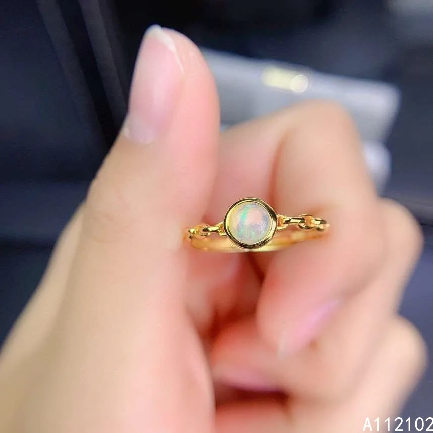 

KJJEAXCMY fine jewelry 925 sterling silver inlaid natural opal new ring trendy girl's ring support test