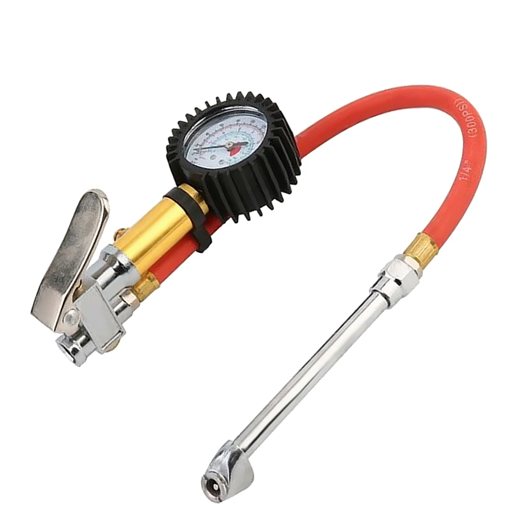 Heavy Duty 200 PSI Tire Inflator Gauge with Hose and Quick Connect Plug