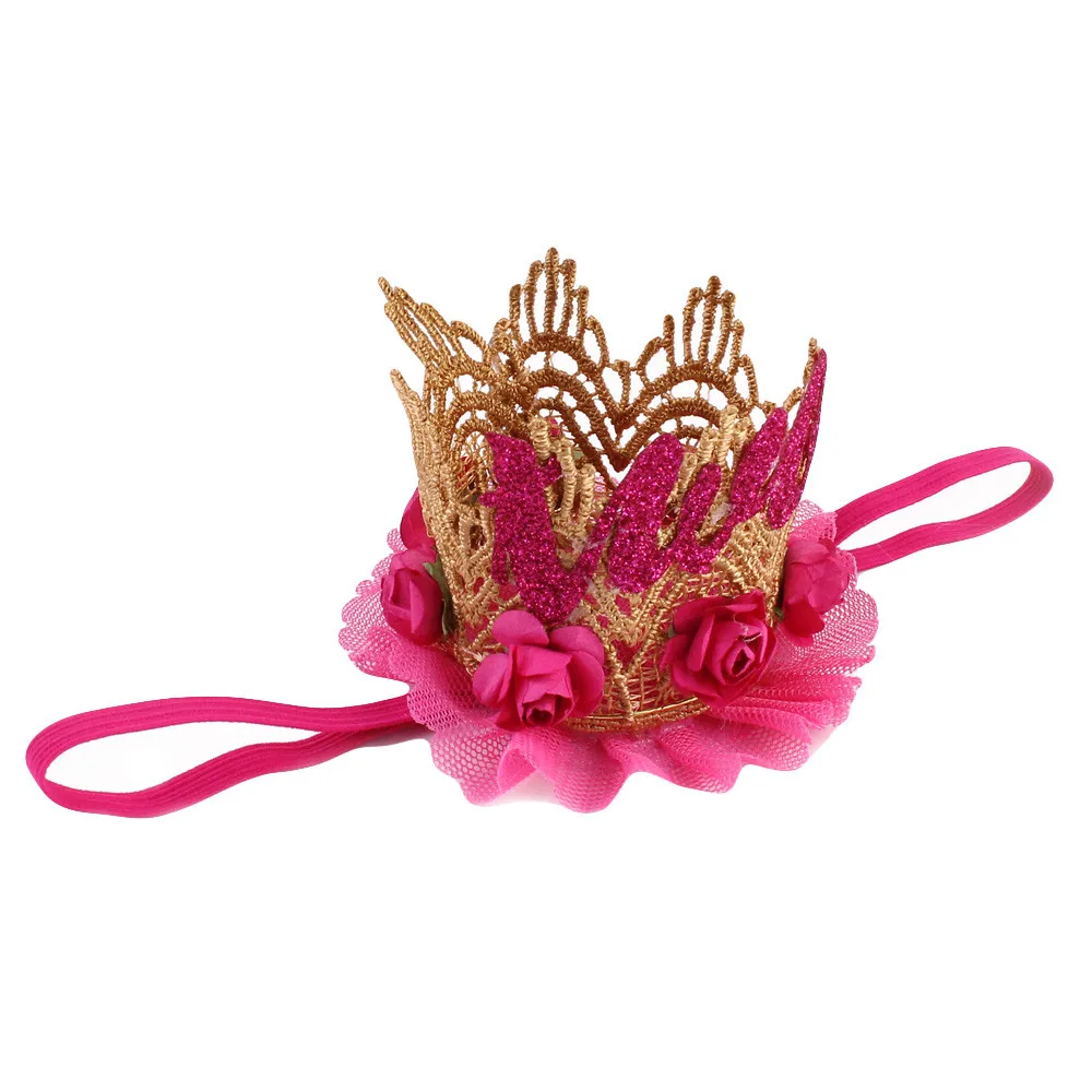 Newborn Crown Headband Princess Crown lace flower headband Baby Girls Hair Band Children Photo Props Hair Accessories