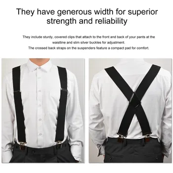 

Unisex X-Shape Y-Shape Elastic Clip-on Suspenders Strap Adjustable Braces with 4 Clip Suspender Belt Strap for Women Men Solid