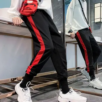 

Sporty Men Color Block Ankle Tied Long Elastic Cotton Pants Running Trousers Casual Sporty outdoor men pants
