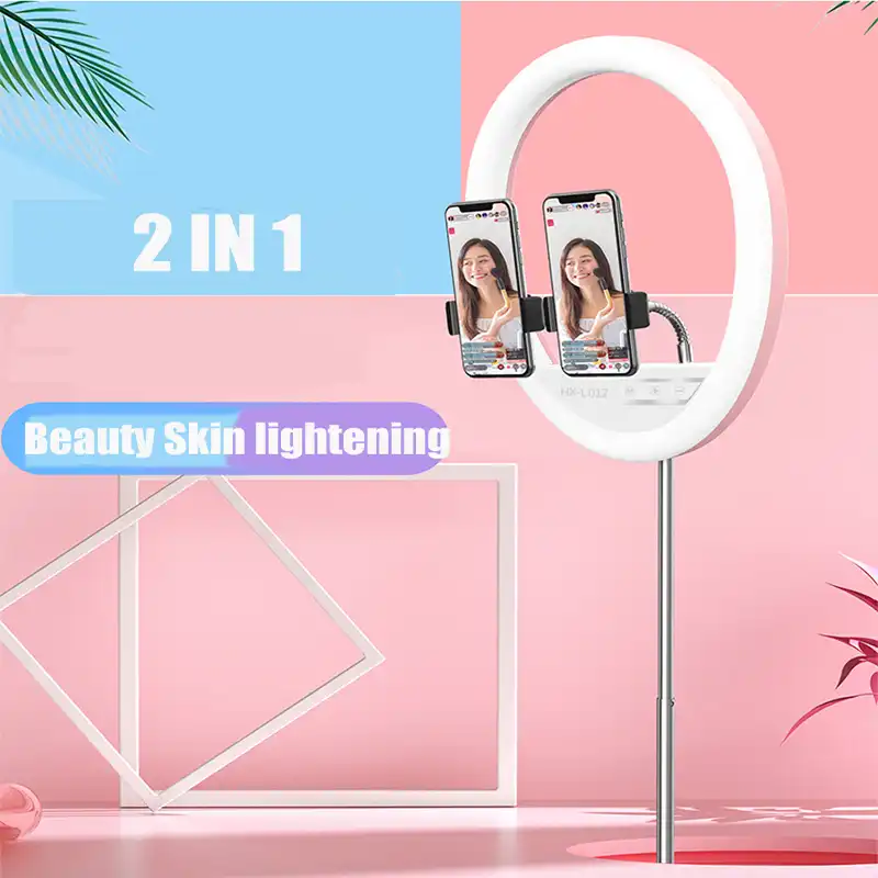 luz de relleno portatil para selfies anillo grande de luz led plegable lampara para selfies con soporte para telefono movil anillo de luz para