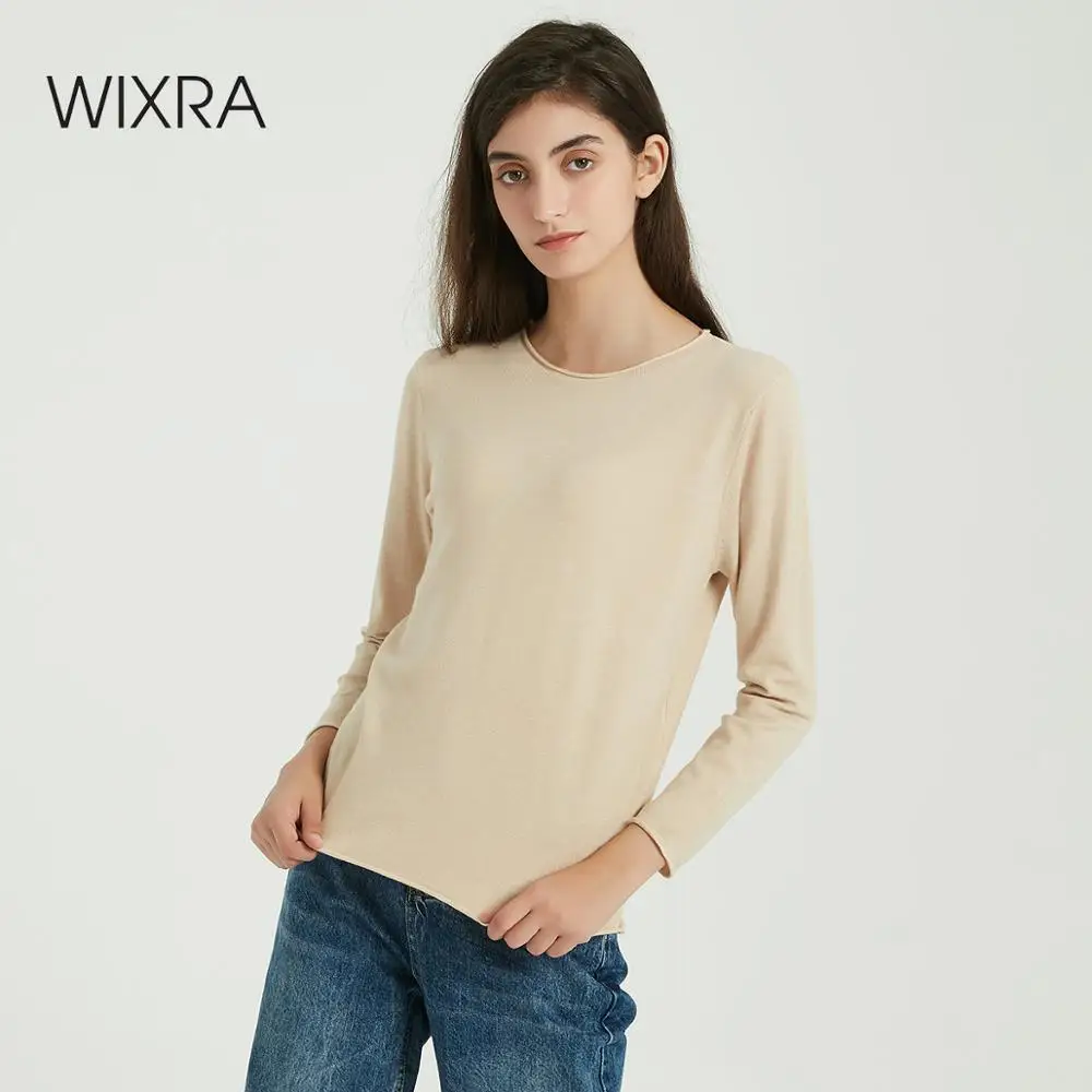 Женские мягкие трикотажные футболки Wixra Классическая футболка с длинными